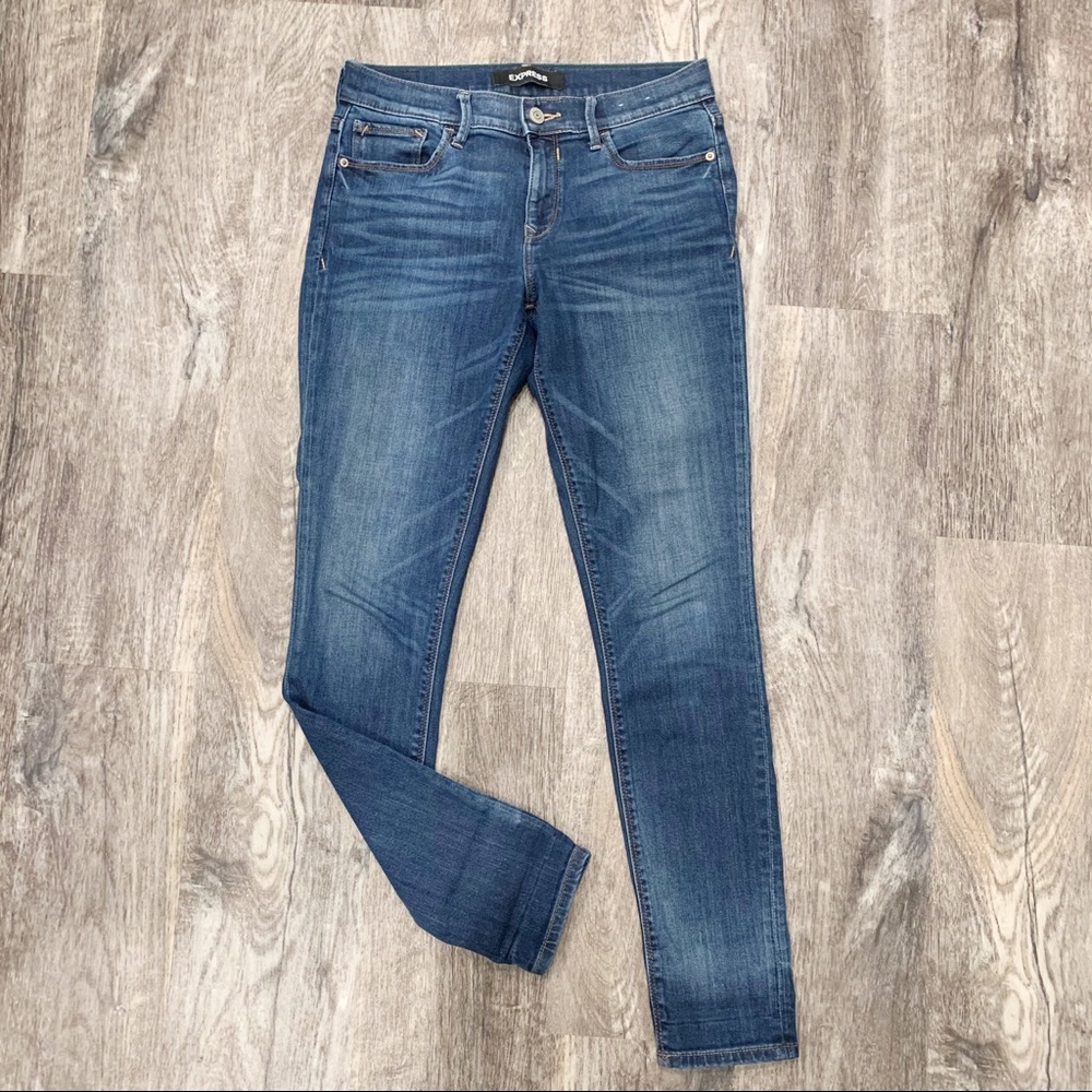 Express Mid Wash Legging Mid Rise Stretch Jeans 4